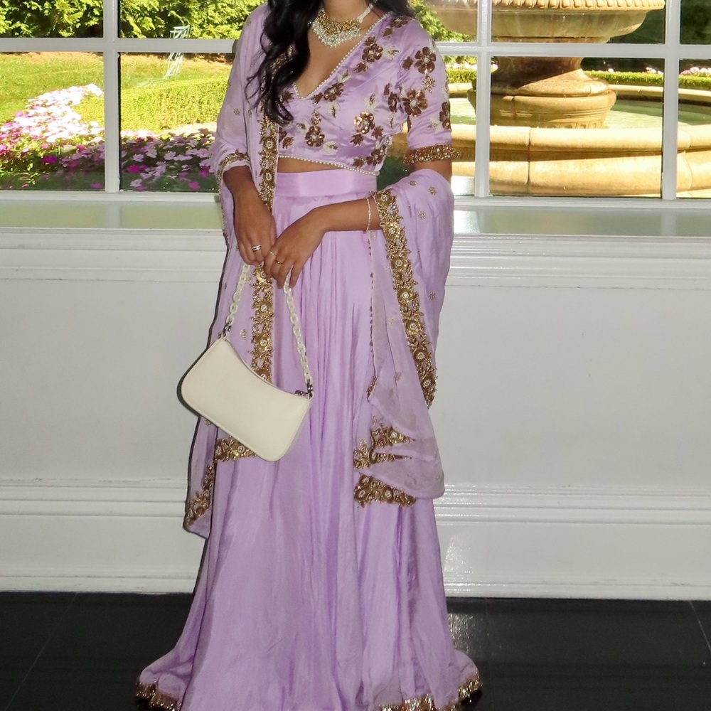 Indian Lehenga with Gold Embroidery